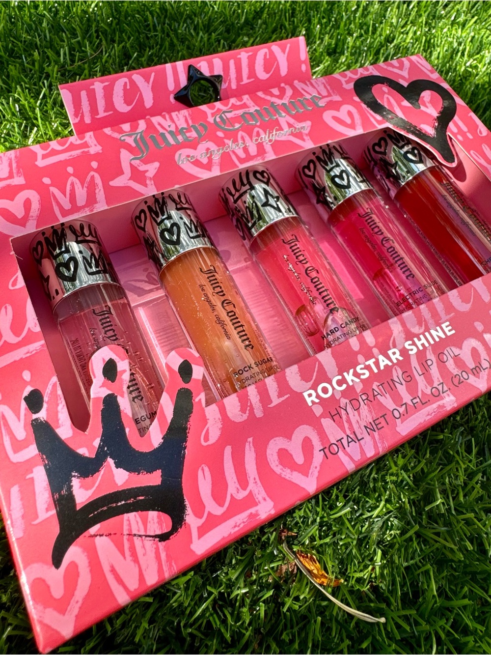 Juicy Couture Lip Oil Set - Pink Packaging with Mixed Pink & Orange Shades